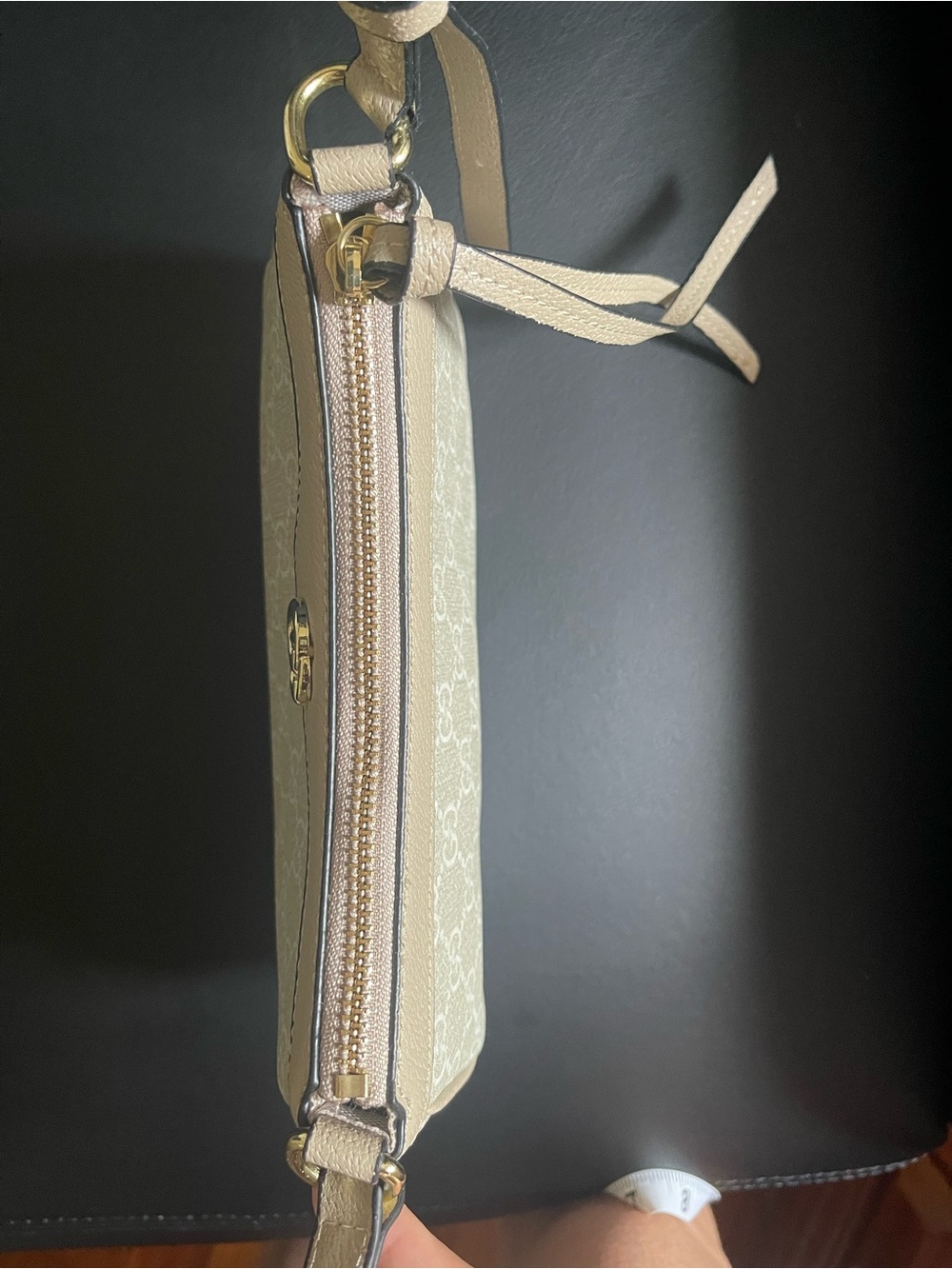 Beige Monogram Shoulder Bag with Gold Hardware - Picture 5 of 5